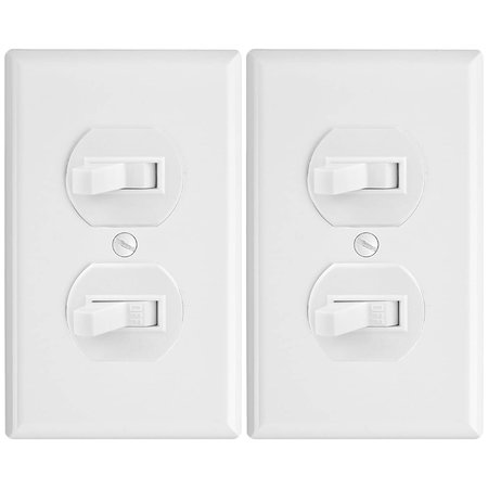 FAITH White Double Light Switch 2 Single-Pole Wall Light Switches 15-Amp Duplex Toggle Switch, 2PK SSK5-WH-02